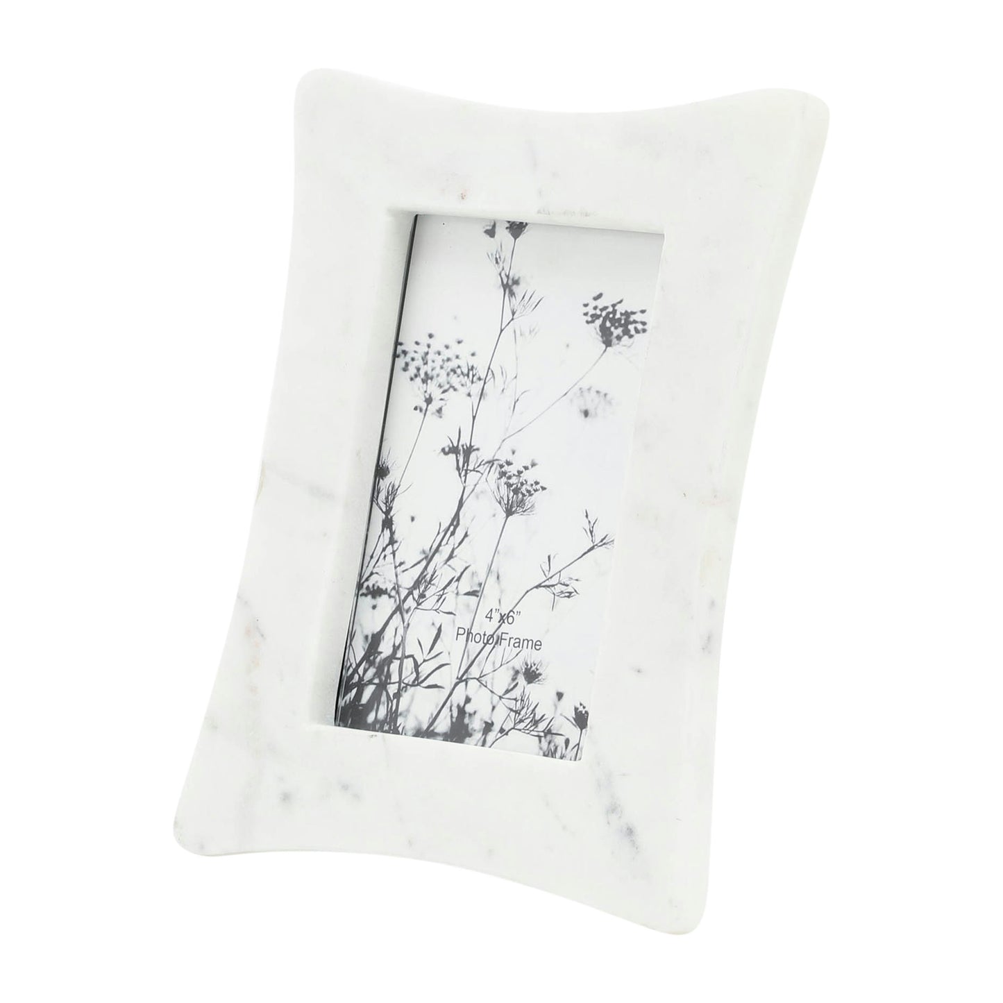Marble, 4x6 Curved Photo Frame, White