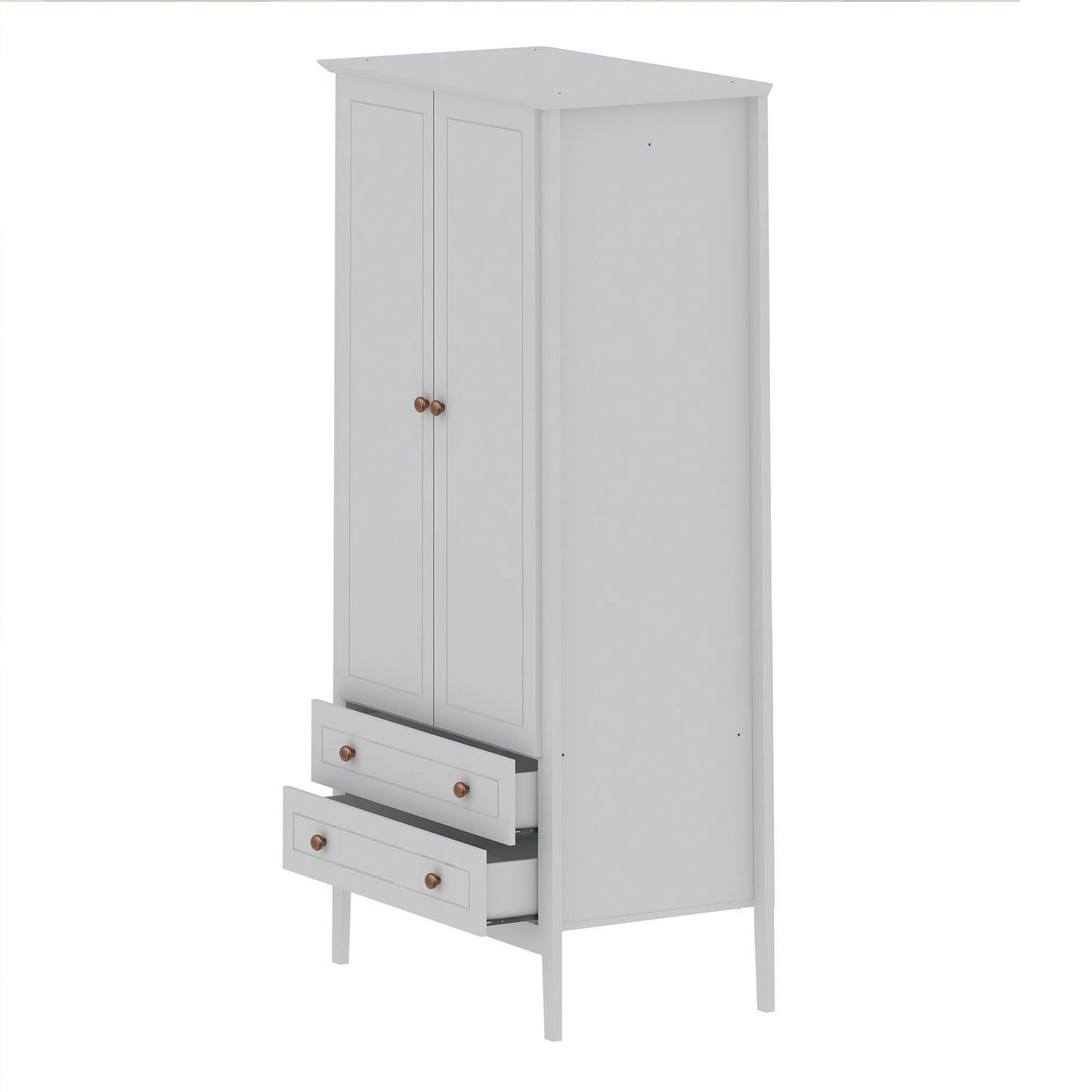 Crown Full Wardrobe with Hanging and 2 Drawers in White