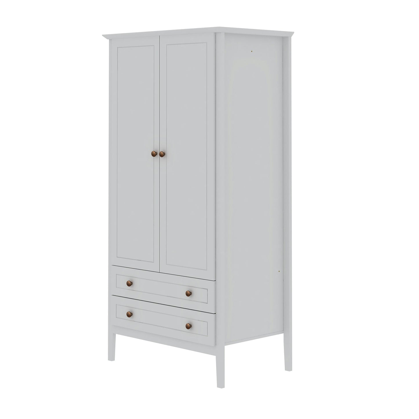 Crown Full Wardrobe with Hanging and 2 Drawers in White