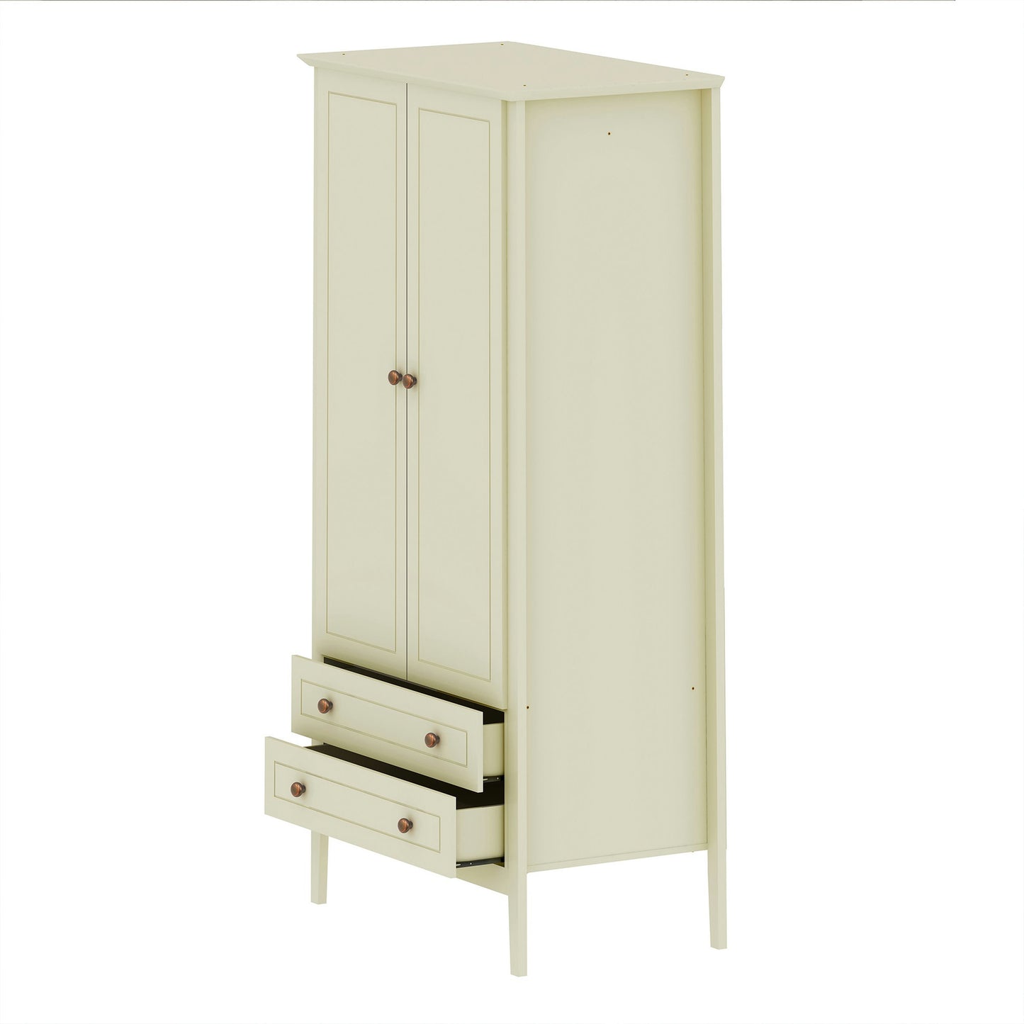 Crown Full Wardrobe with Hanging and 2 Drawers in Off White
