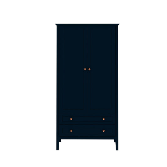 Crown Full Wardrobe with Hanging and 2 Drawers in Tatiana Midnight Blue