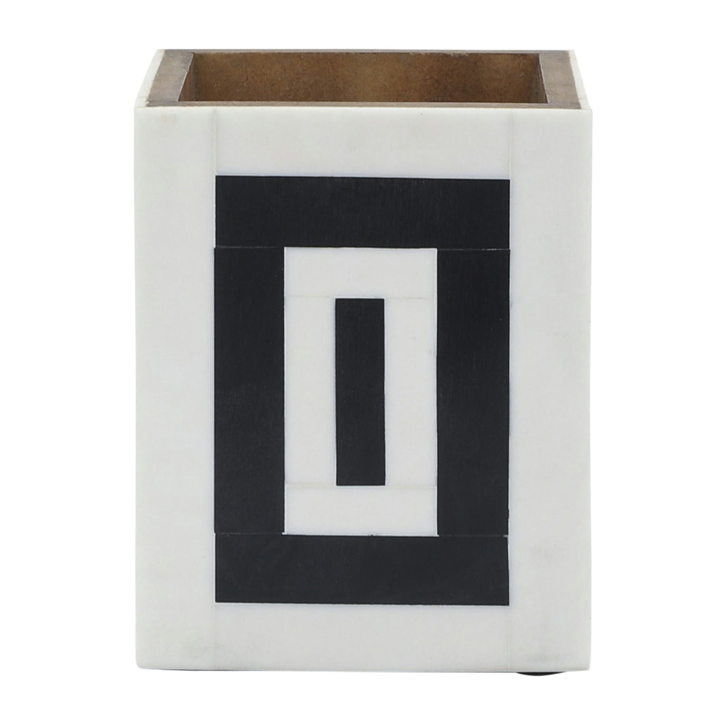 Resin 3x4 Outlined Pencil Cup, Black/white