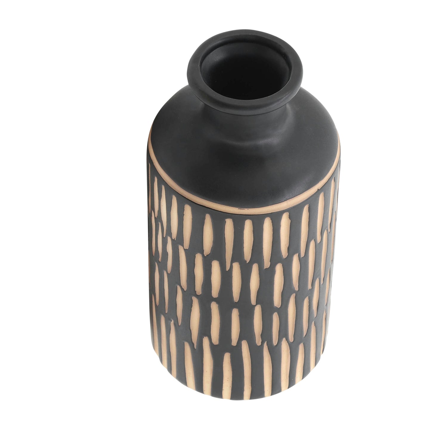 Cer, 10"h Tribal Vase, Black