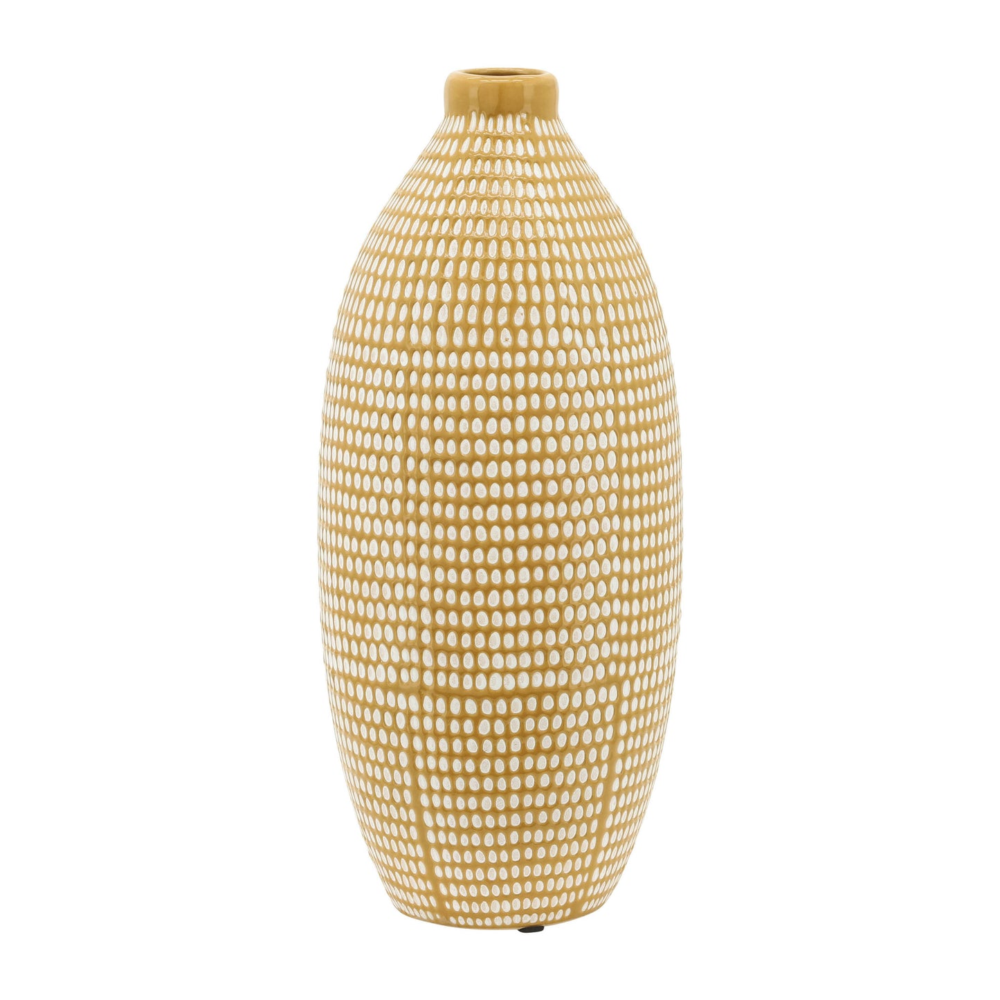 Cer, 12"h Dotted Vase, Tan