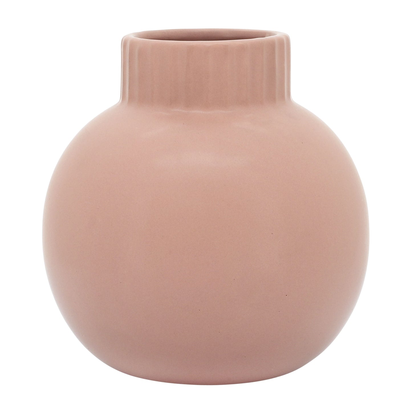 Cer, 7"h Bulbous Vase, Coral