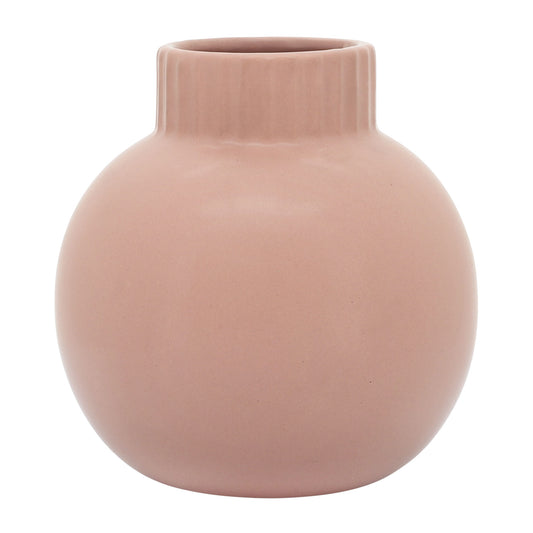 Cer, 7"h Bulbous Vase, Coral
