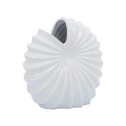 Cer, 10" Shell Vase, White