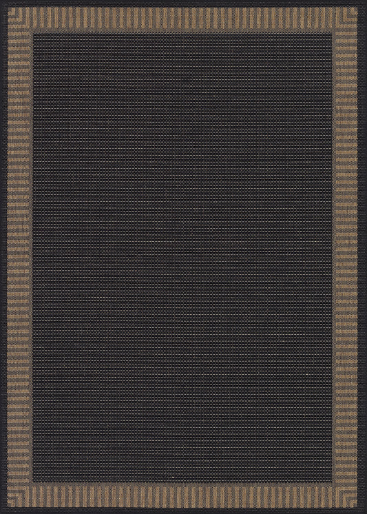 Couristan Recife Wicker Stitch Black-Cocoa Square Rug 7'6" x 7'6"