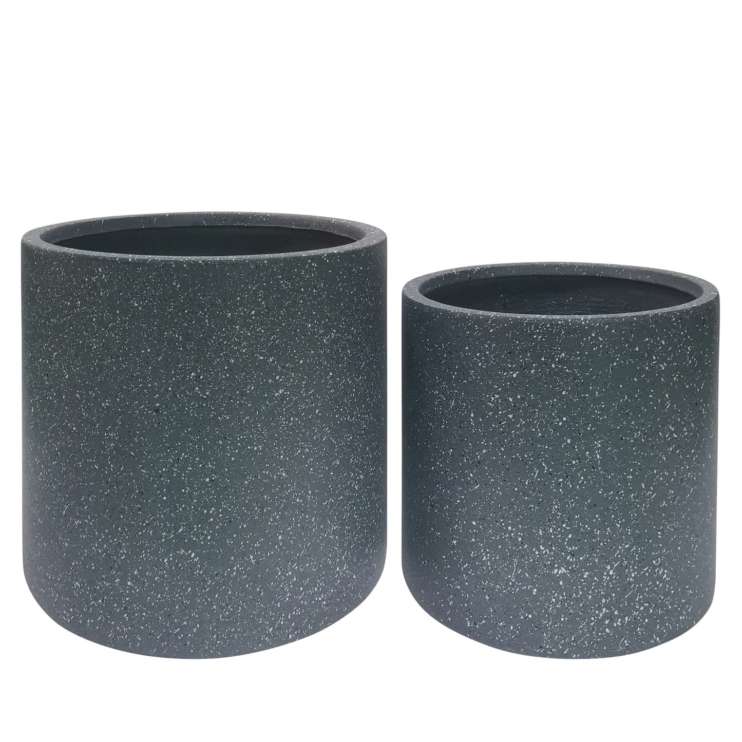 Resin, S/2 13/16"d Round Nested Planters, Gray