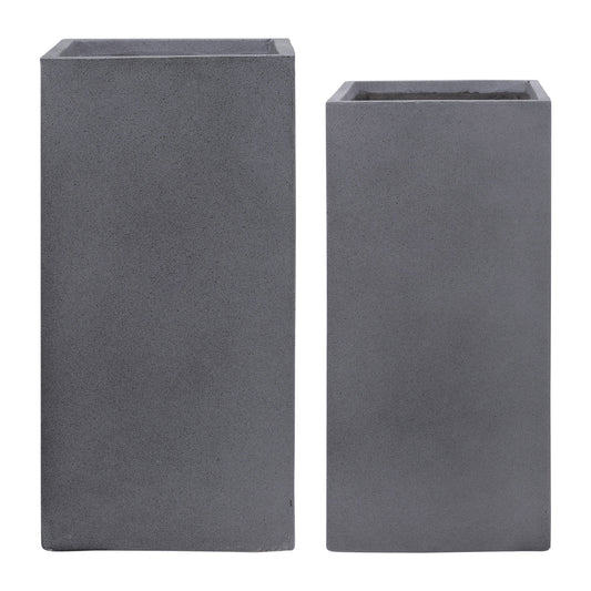 Resin, S/2 11/13"d Square Nested Planters, Gray