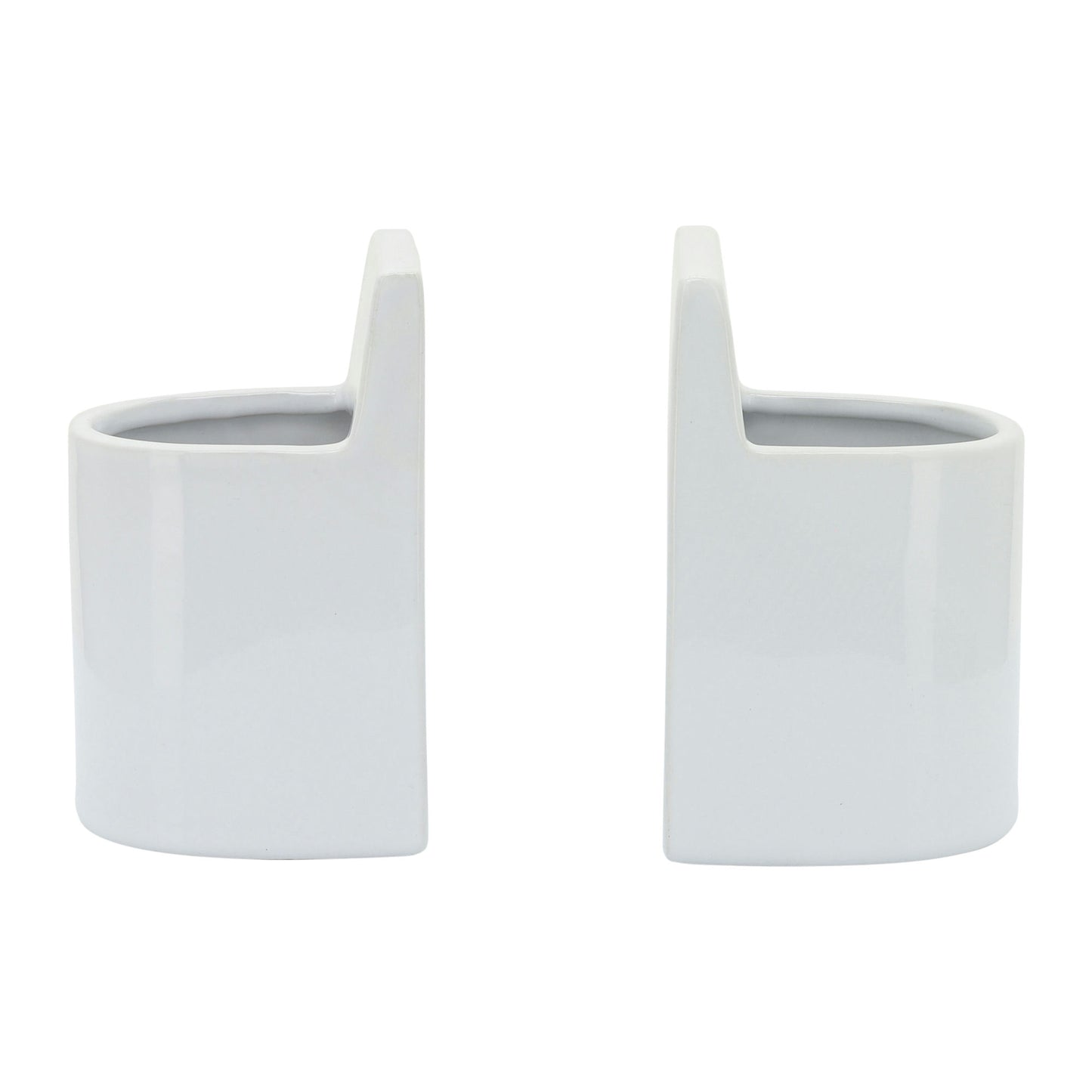 Cer, 6" Pouch Bookends, White