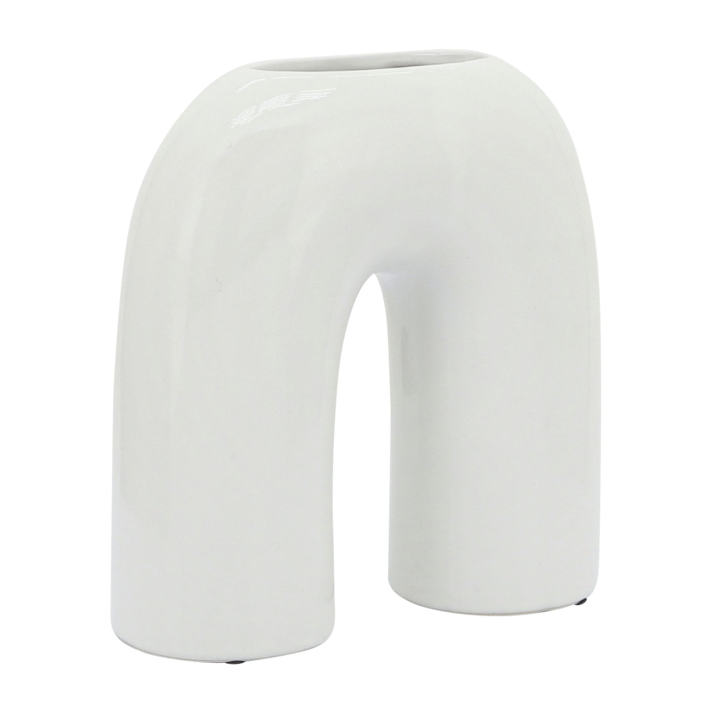 Cer, 8" Horseshoe Vase, White