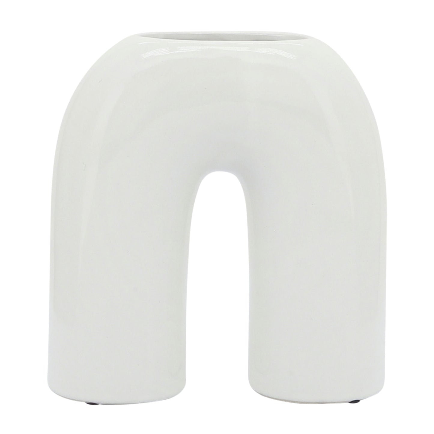 Cer, 8" Horseshoe Vase, White