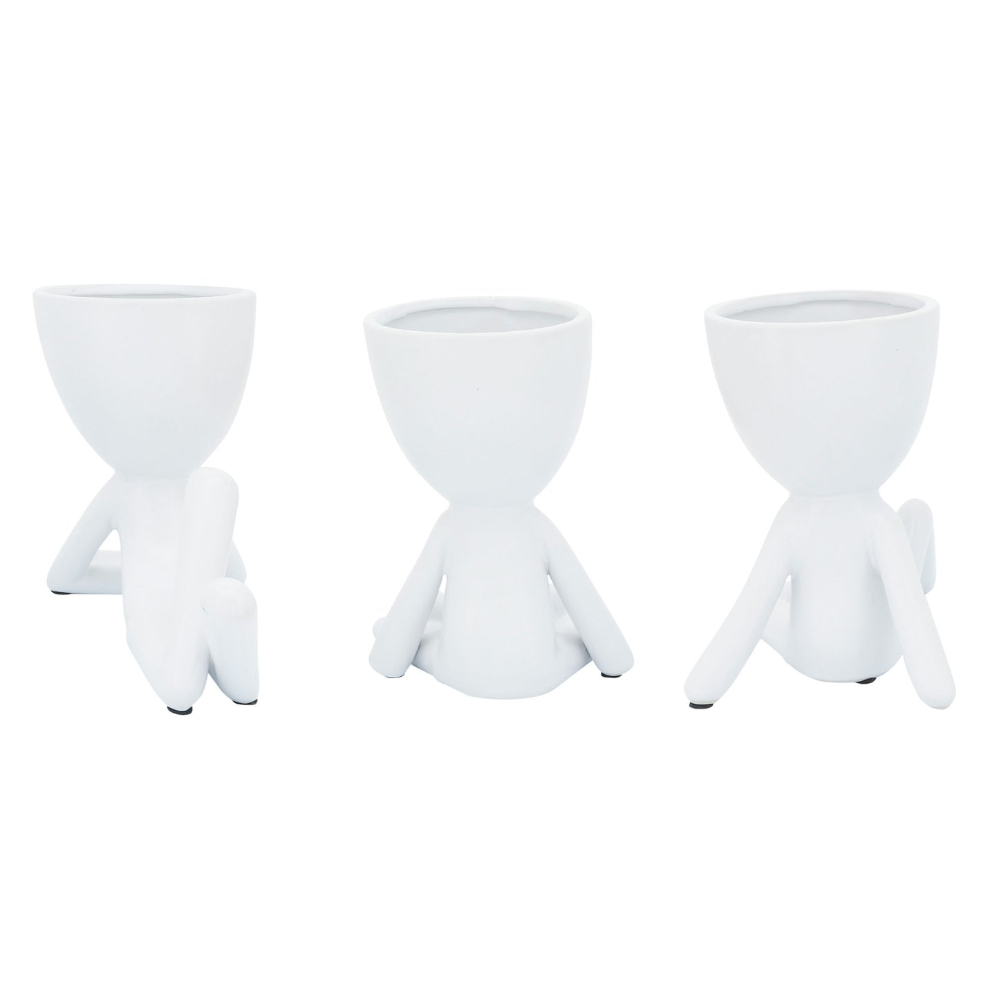 Cer, S/3 8" Sitting Humans, White