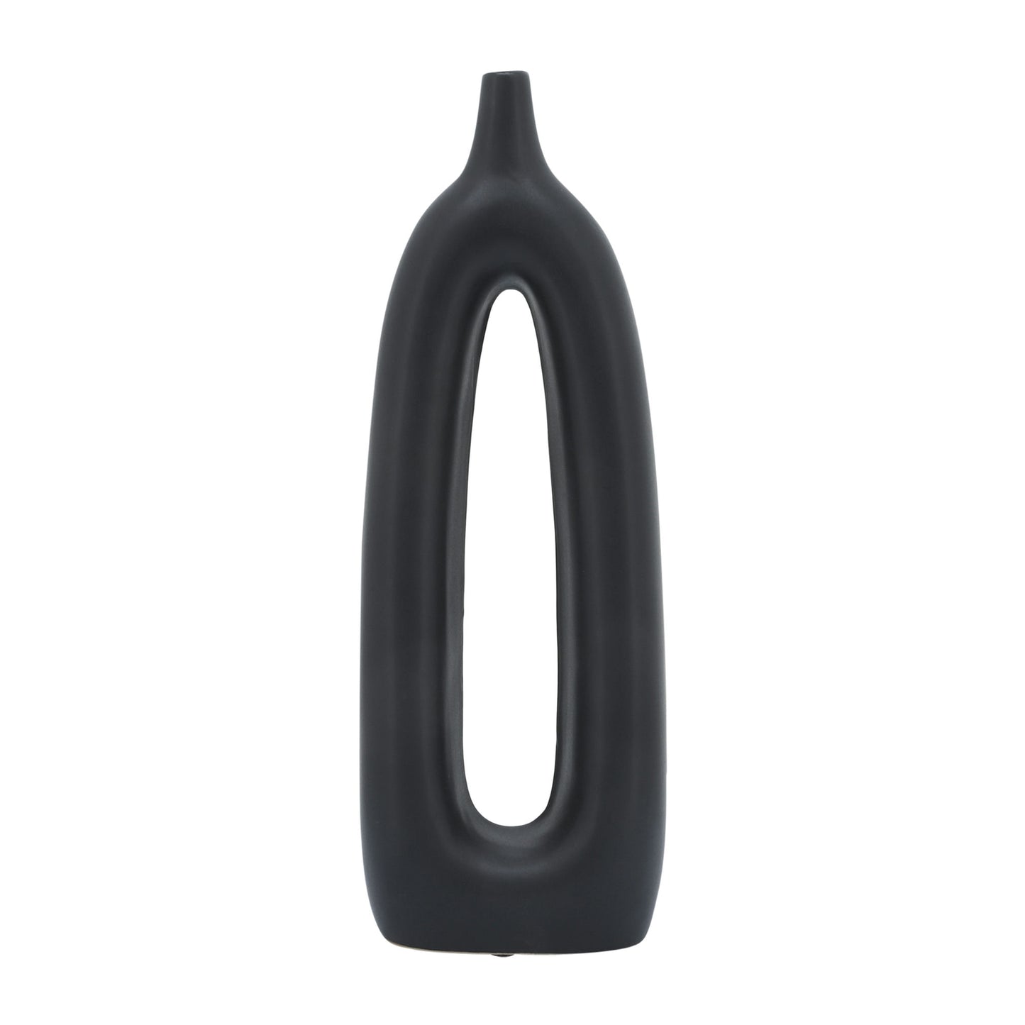 Cer, 14"h Open Cut-out Vase, Black