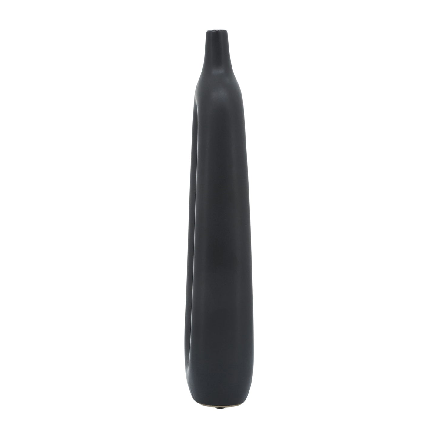 Cer, 14"h Open Cut-out Vase, Black