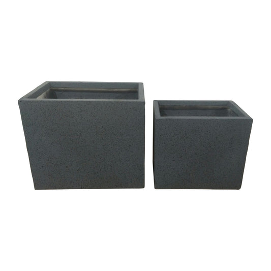 Resin, S/2 16/20"d Nested Square Planters, Dk. Gra