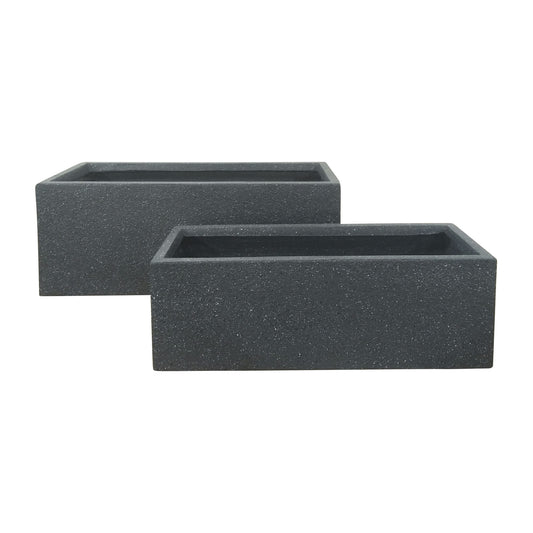 Resin, S/2 24/28"d Nested Rectangular Planters, Gr