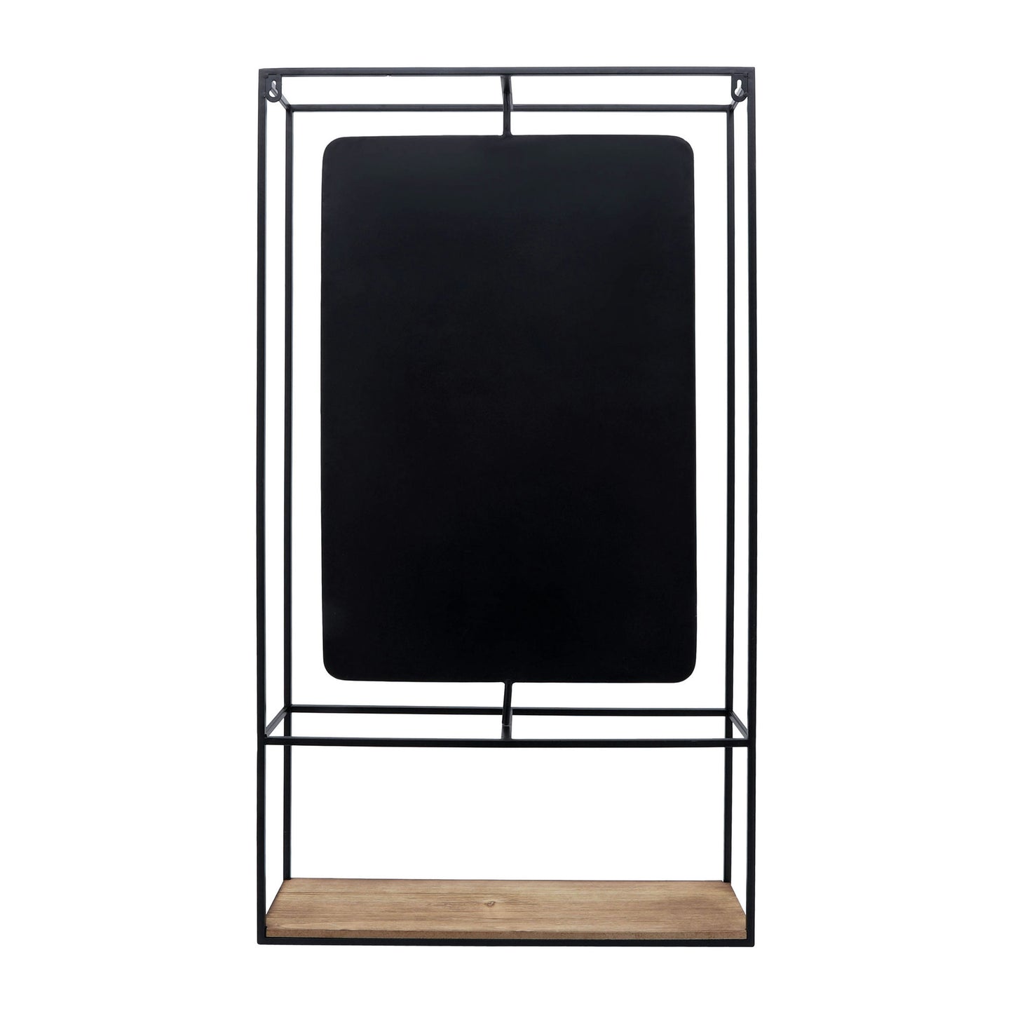 Metal/wood 36"h Wall Shelf With Mirror, Black/brow