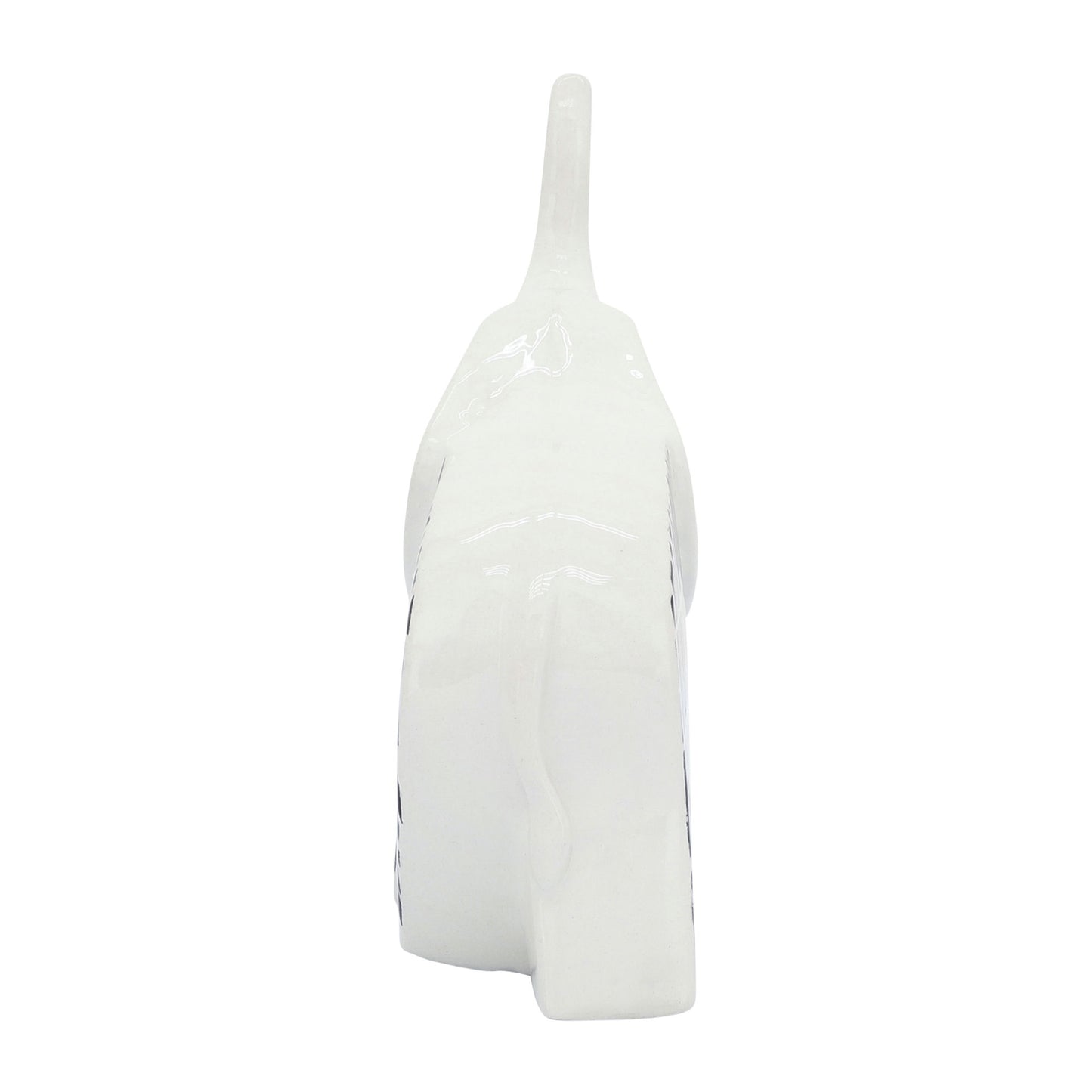Cer, 7"l Elephant Trunk Up, Black/white