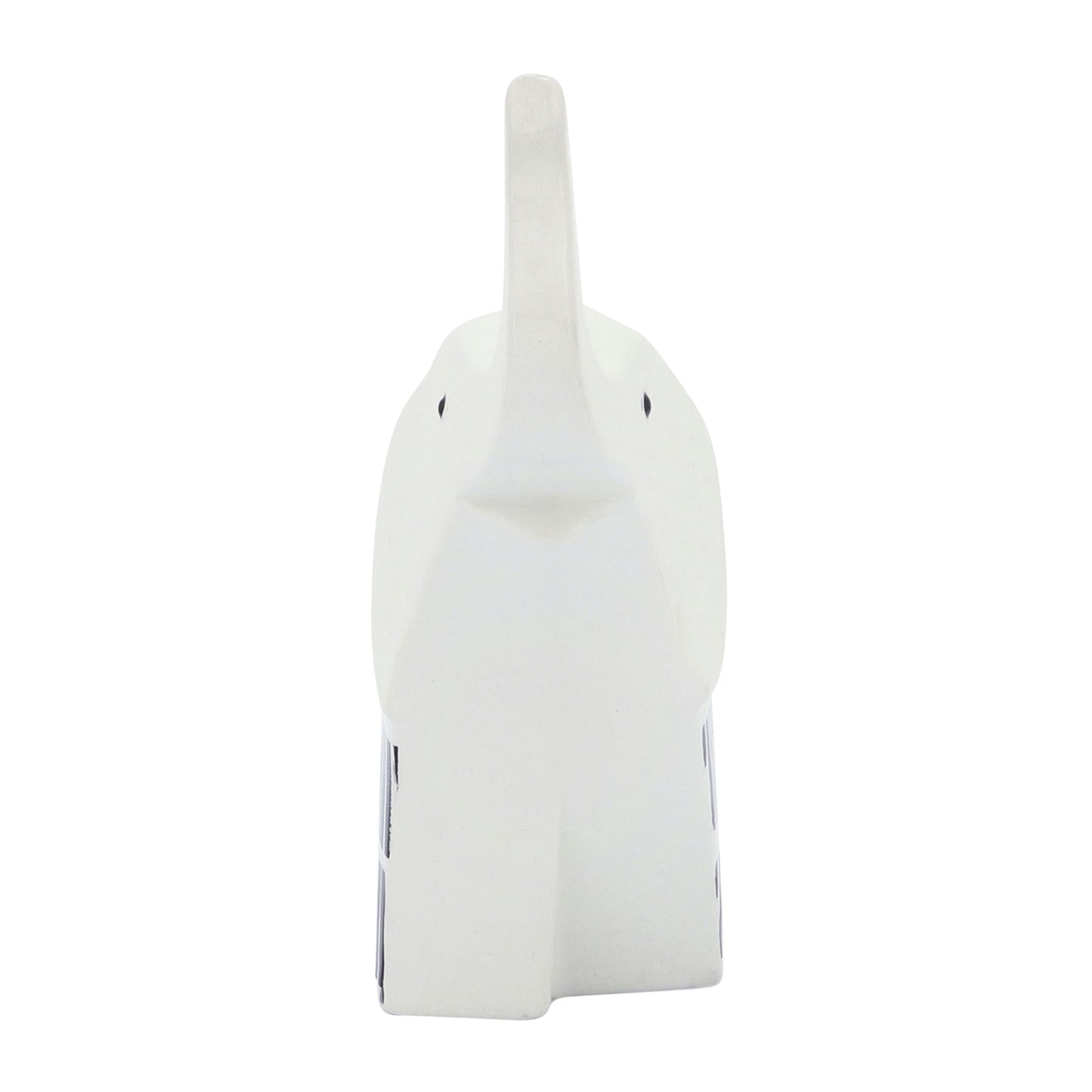 Cer, 7"l Elephant Trunk Up, Black/white
