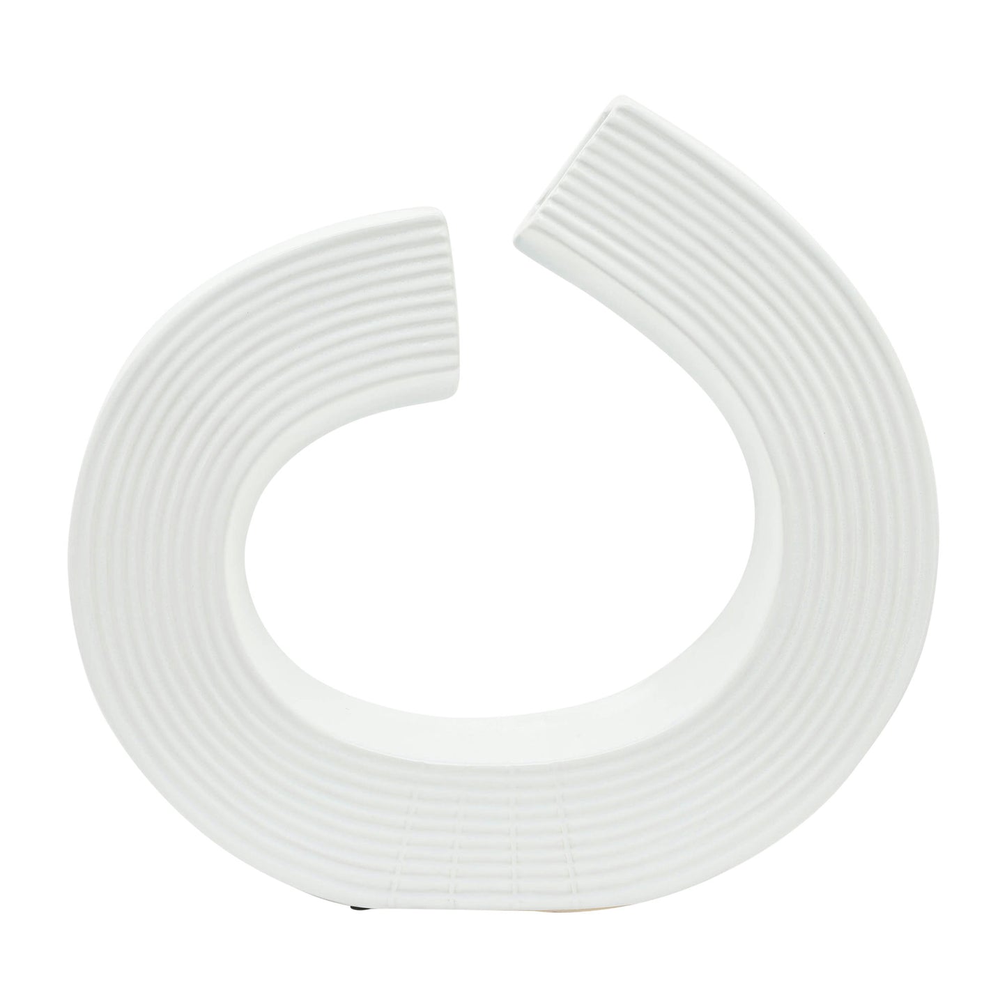 Cer, 13"h Asbtract Vase, White