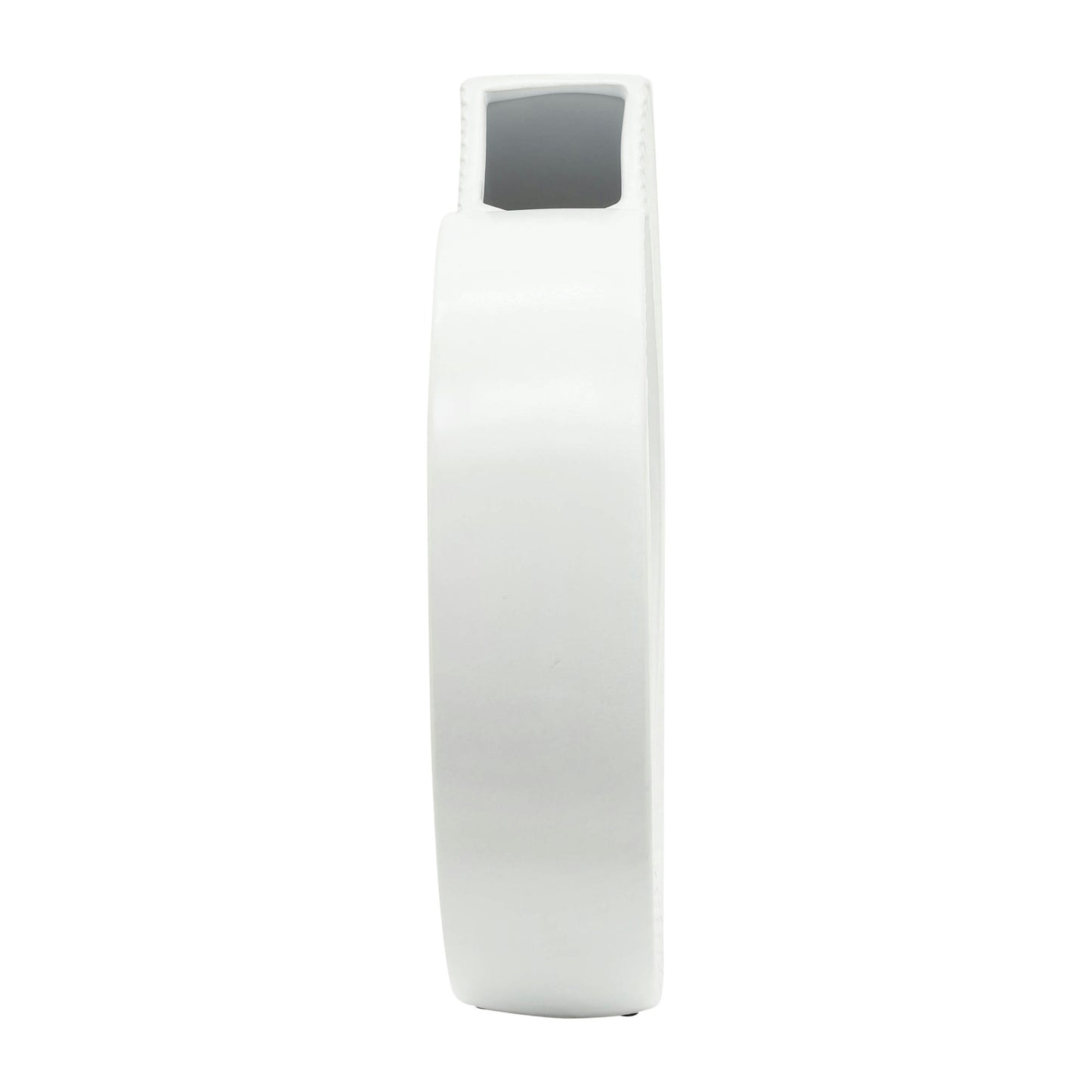 Cer, 13"h Asbtract Vase, White