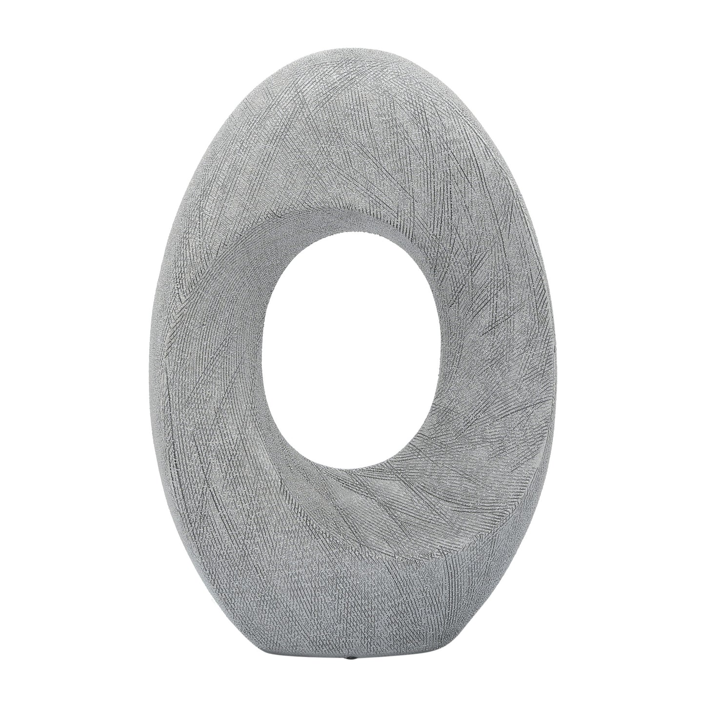 Cer, 16"h Scratched Hollow Accent, Silver