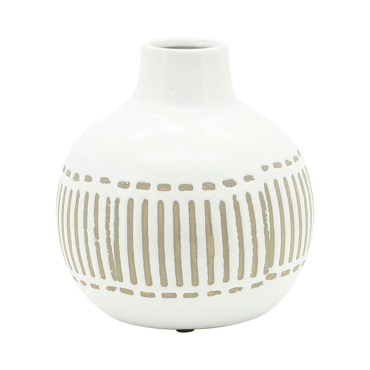 Cer, 6"h Round Aztec Vase, Gray
