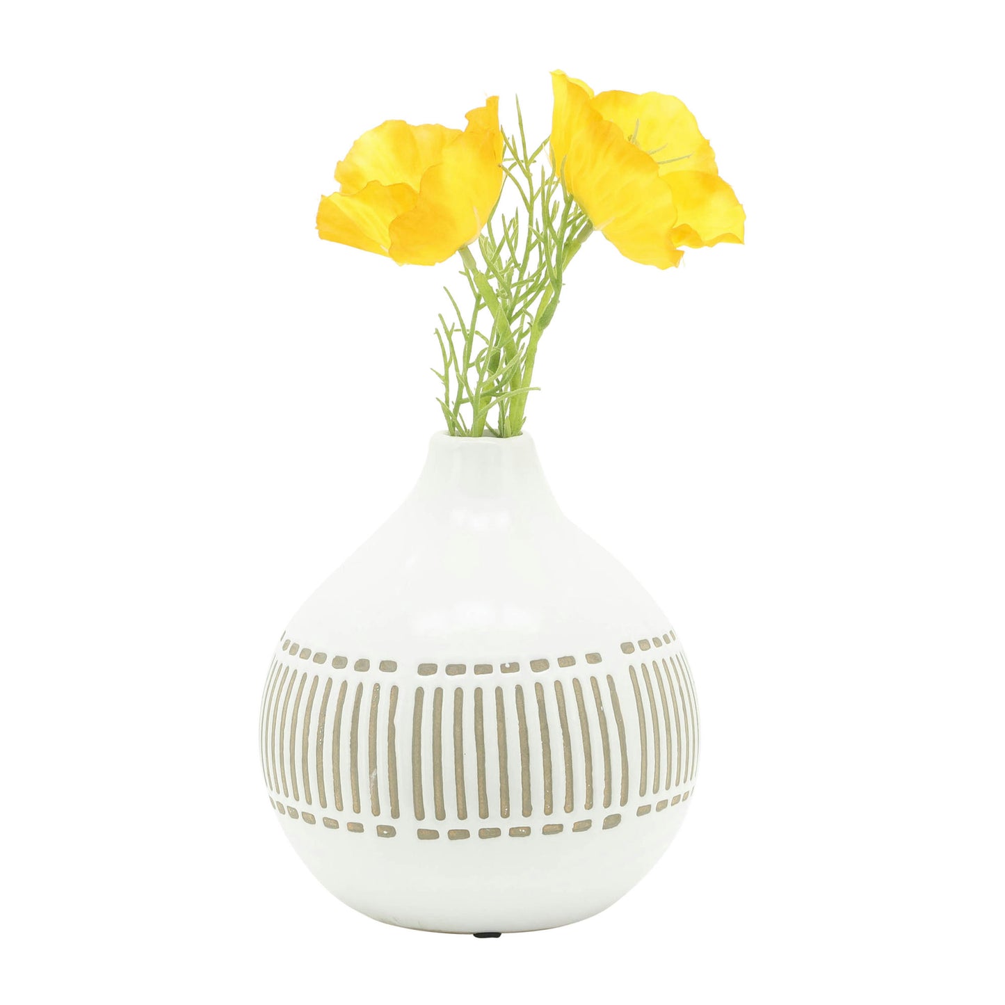 Cer, 7"h Round Aztec Vase, Gray