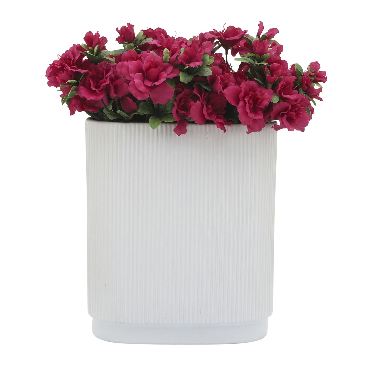 Cer, 12"h Ridged Vase, White