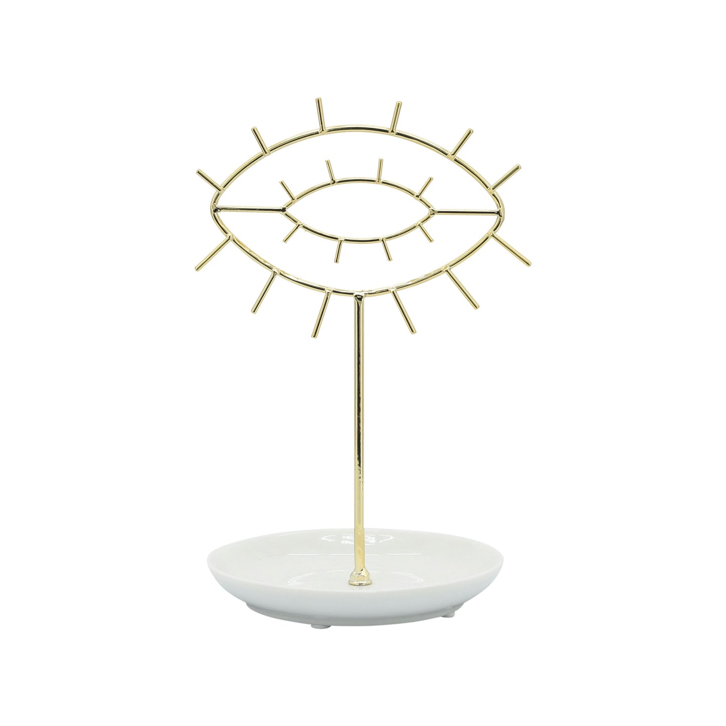 Cer, 8"h Eyes Trinket, White/gold