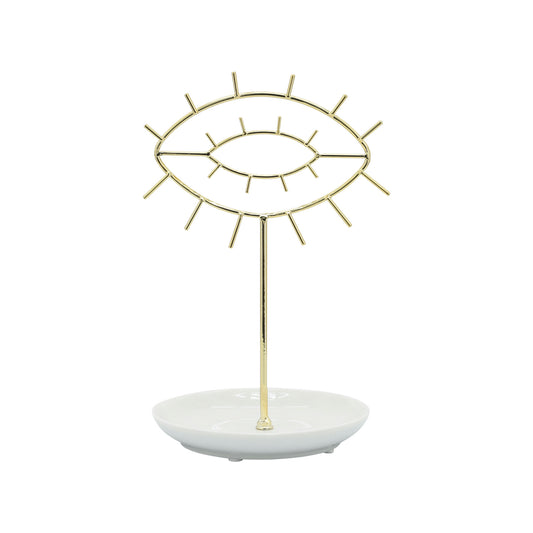 Cer, 8"h Eyes Trinket, White/gold
