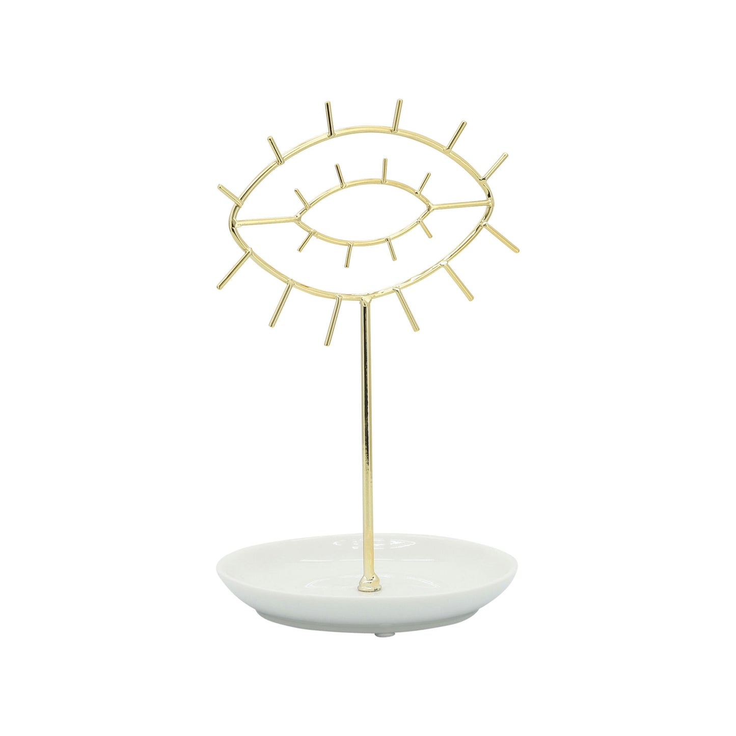 Cer, 8"h Eyes Trinket, White/gold
