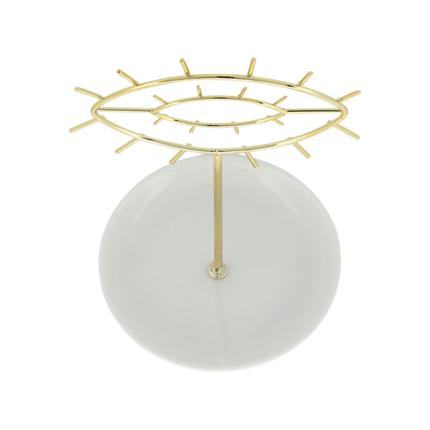 Cer, 8"h Eyes Trinket, White/gold