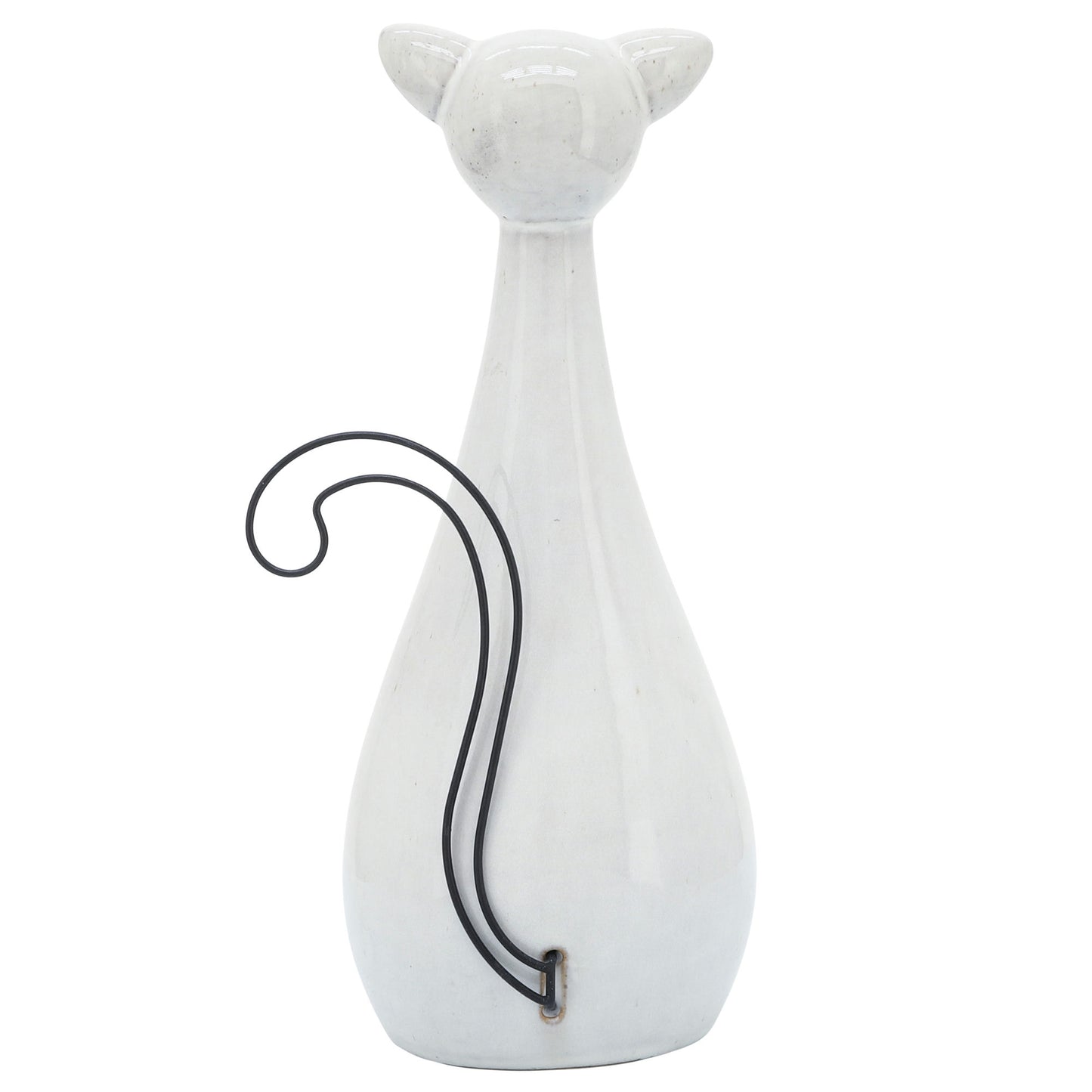 Cer, 10"h Chubby Cat W/ Glasses, Beige