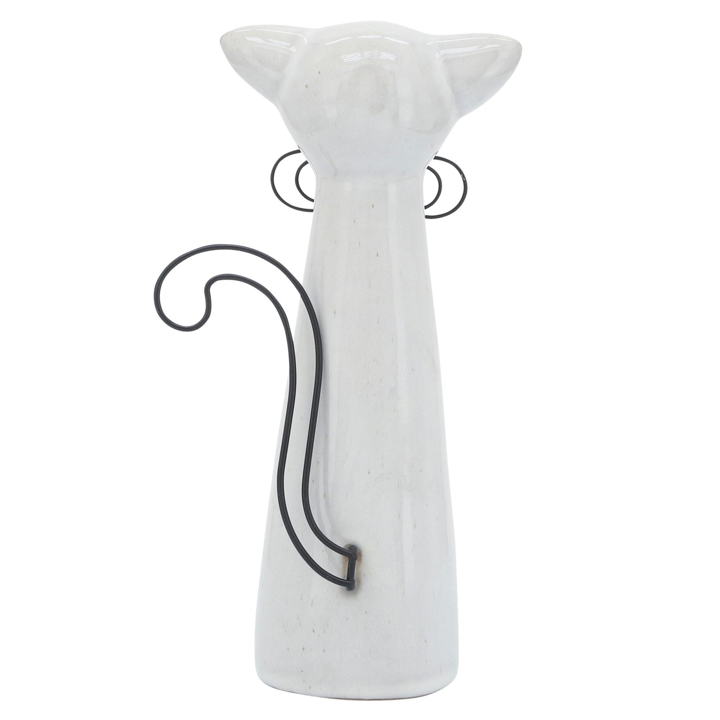 Cer, 8"h Cat W/ Glasses, Beige