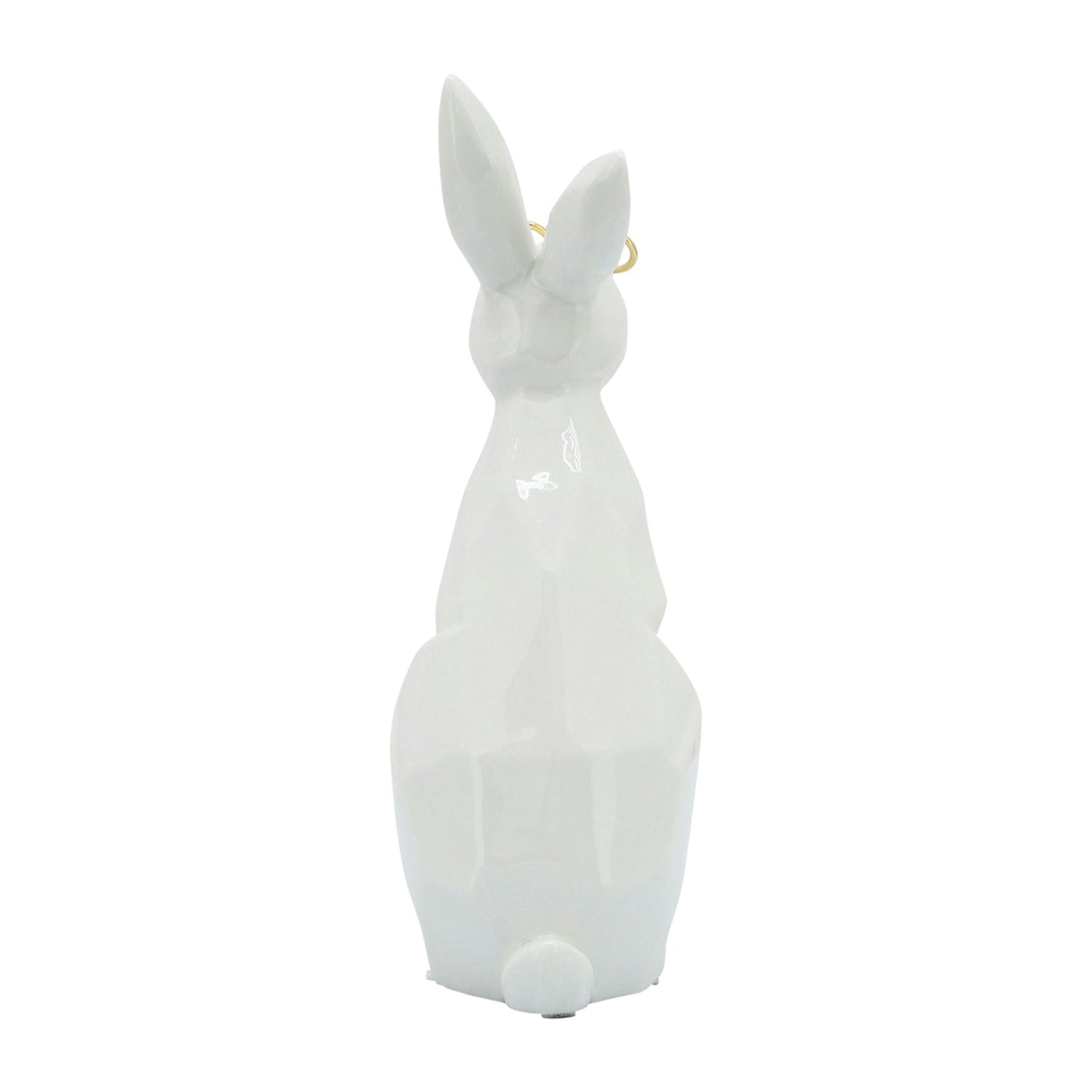 Cer, 9"h Bunny W/ Glasses, White/gold