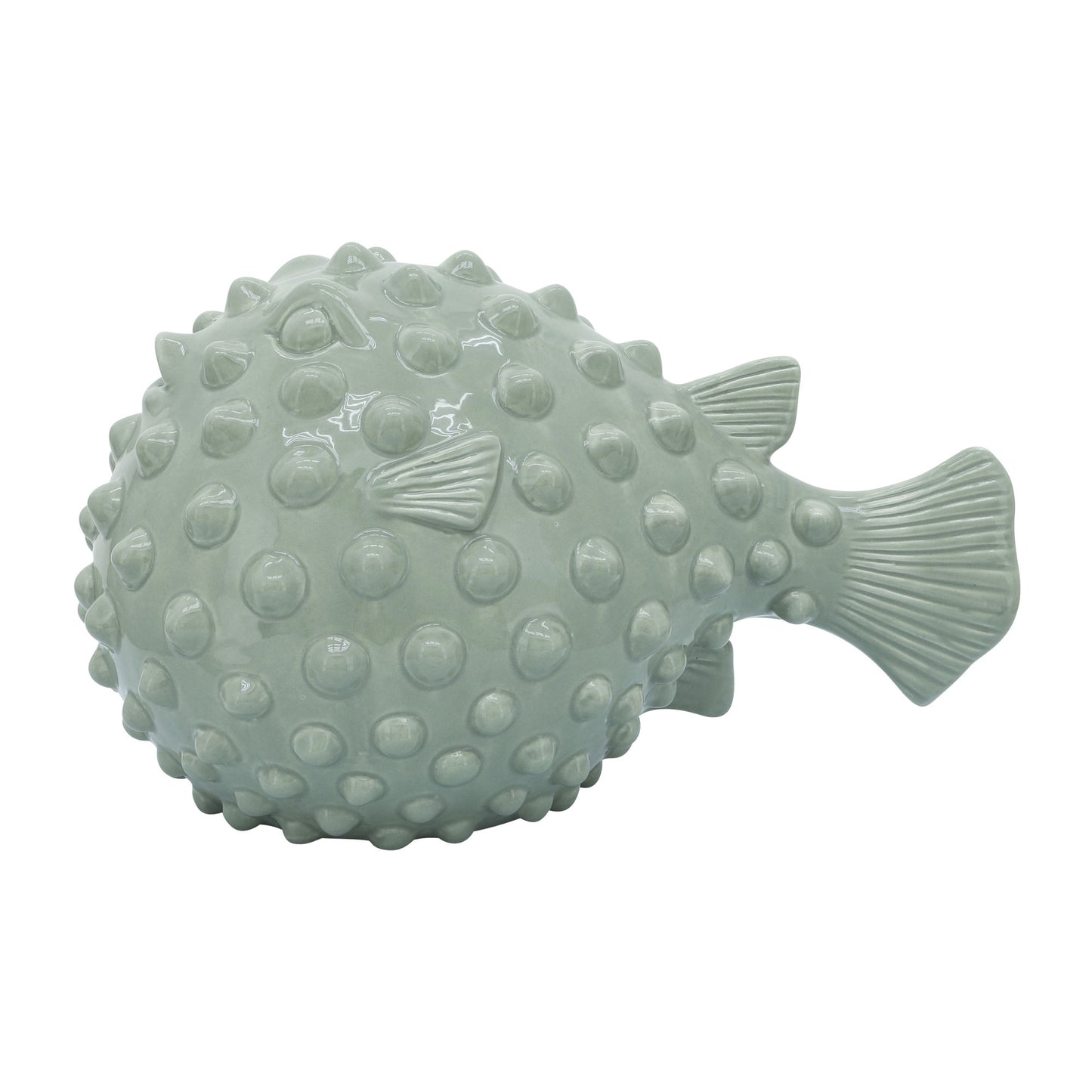 Cer, 13" Puffer Fish, Seafoam