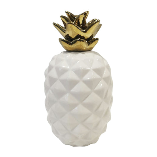 Cer, 12" Pineapple Deco, White