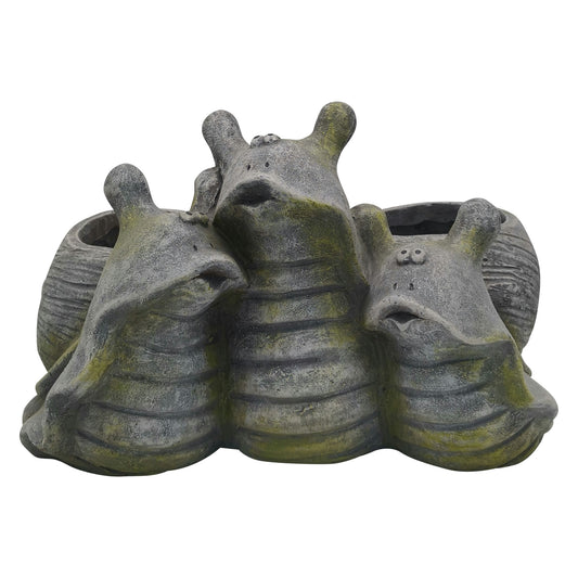 Resin, Snail Trio Planter, Gray