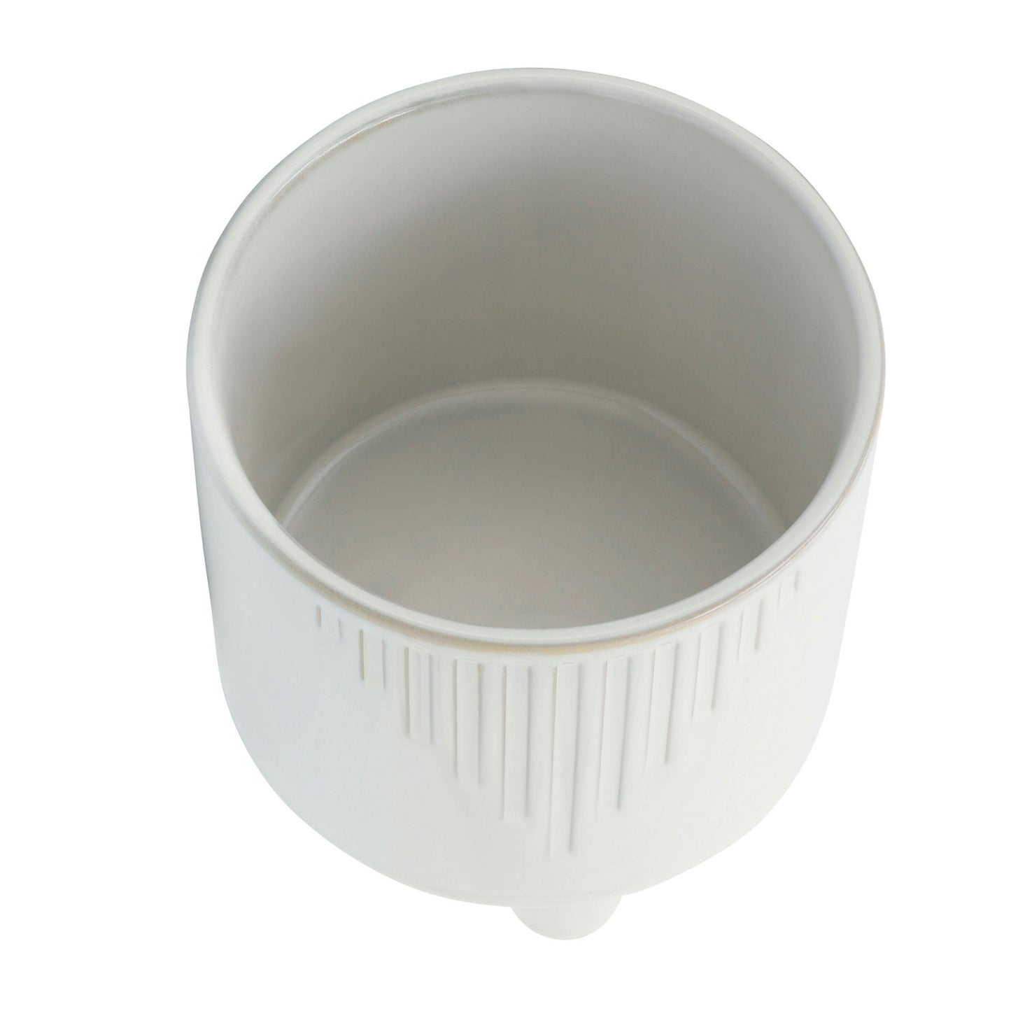 Cer, S/2 6/8" Line Footed Planters, White