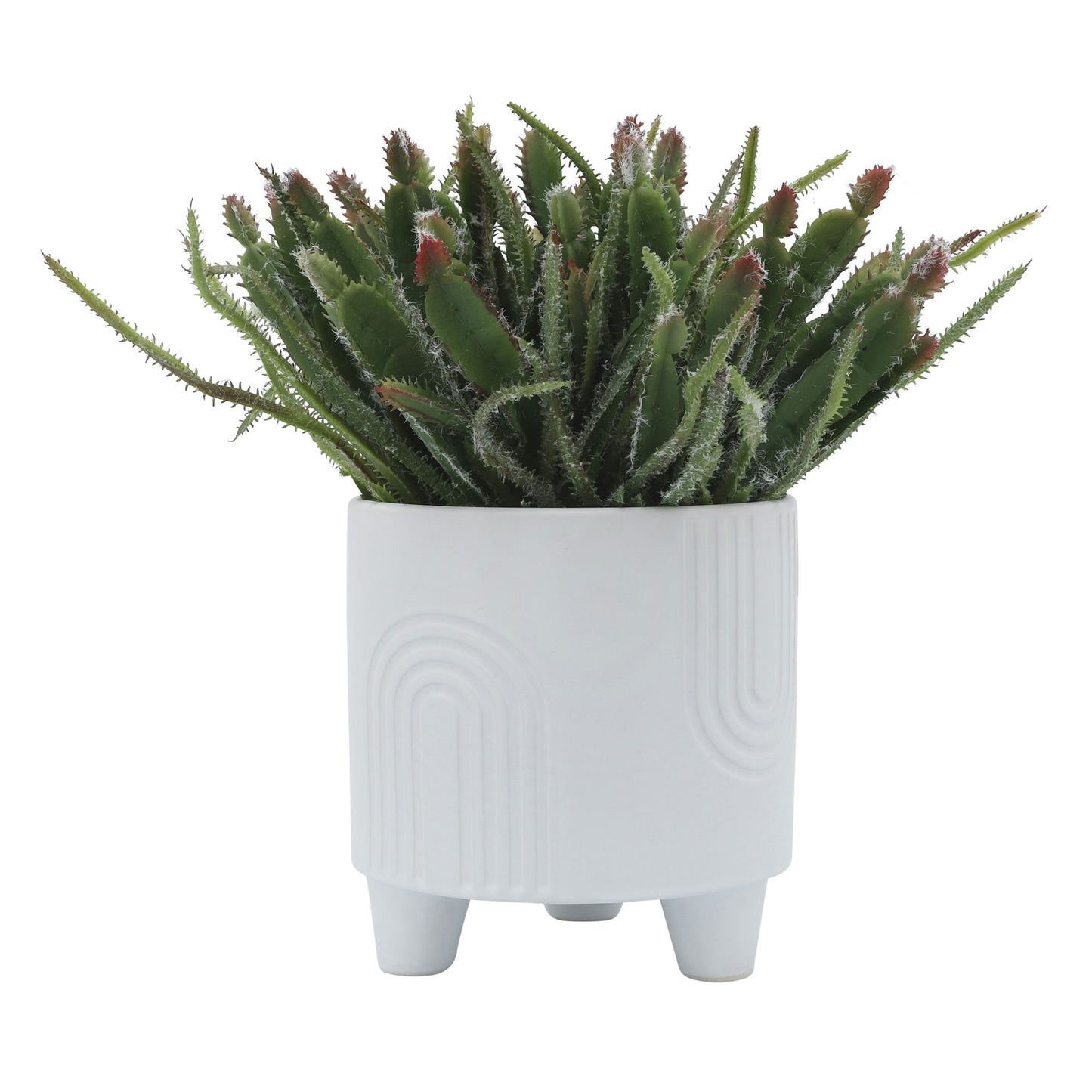 Cer, S/2 6/8" Bravais Footed Planters, White