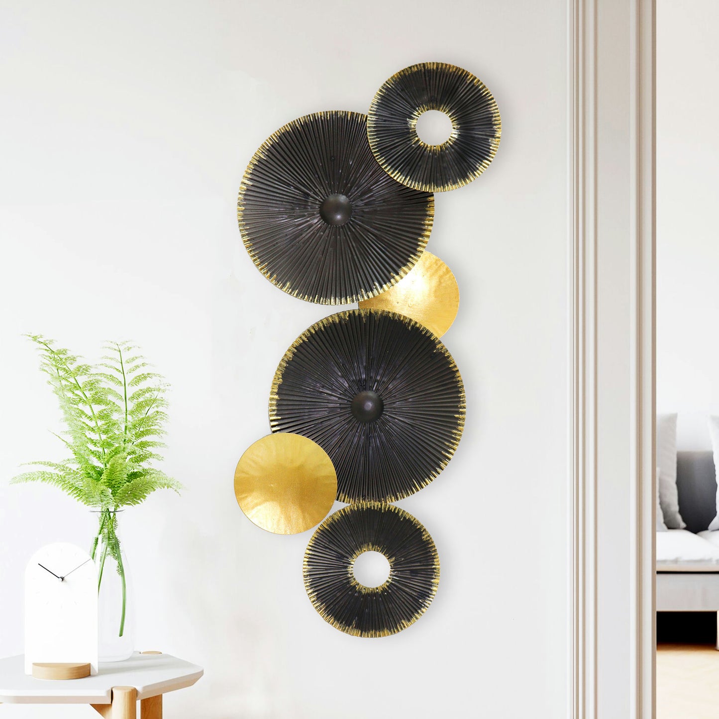 Metal, 38" Lily Pads Wall Deco, Black