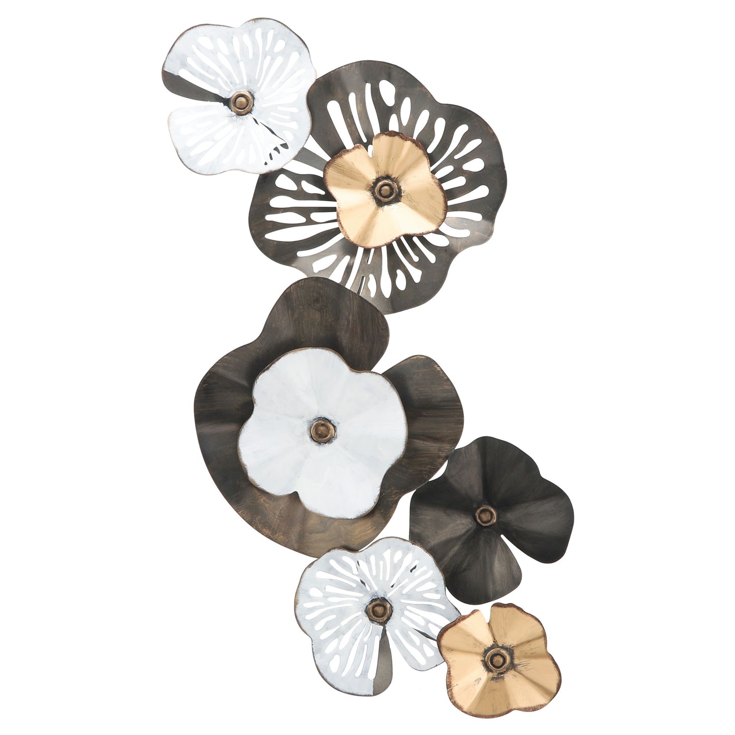 Metal, 33" Flowers Wall Deco, Black/gold