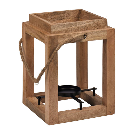 Wood, 11"h Open Lantern Holder, Brown