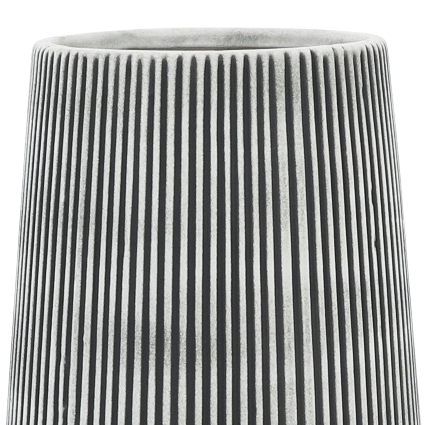 Cer,12"h Ridged Vase, Ivory
