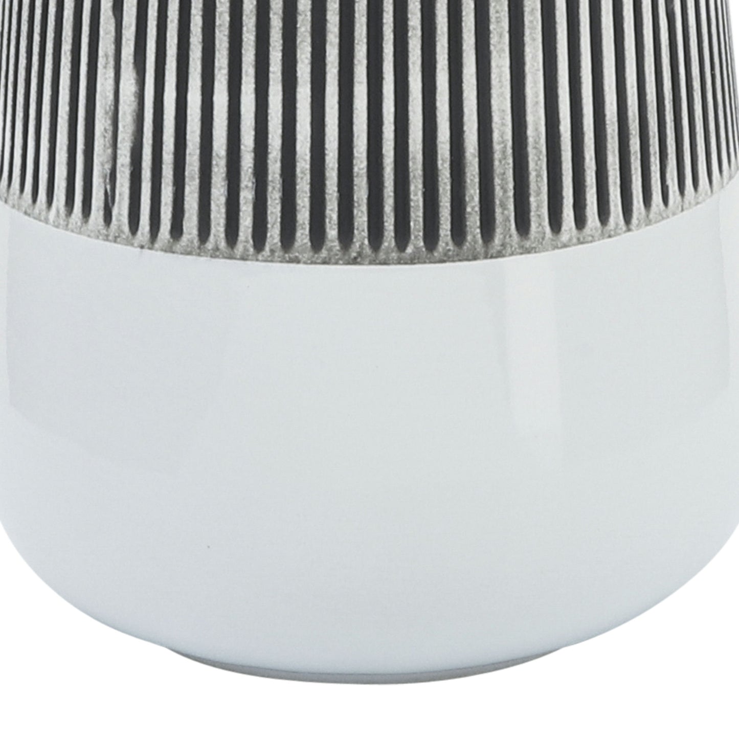 Cer,12"h Ridged Vase, Ivory