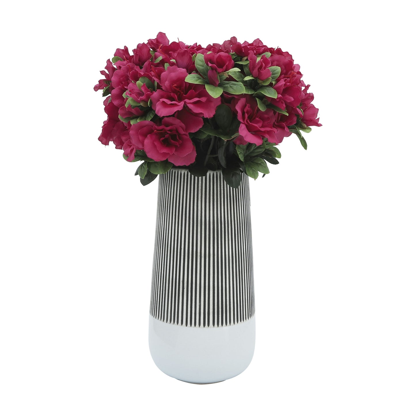 Cer,10"h Ridged Vase, Ivory