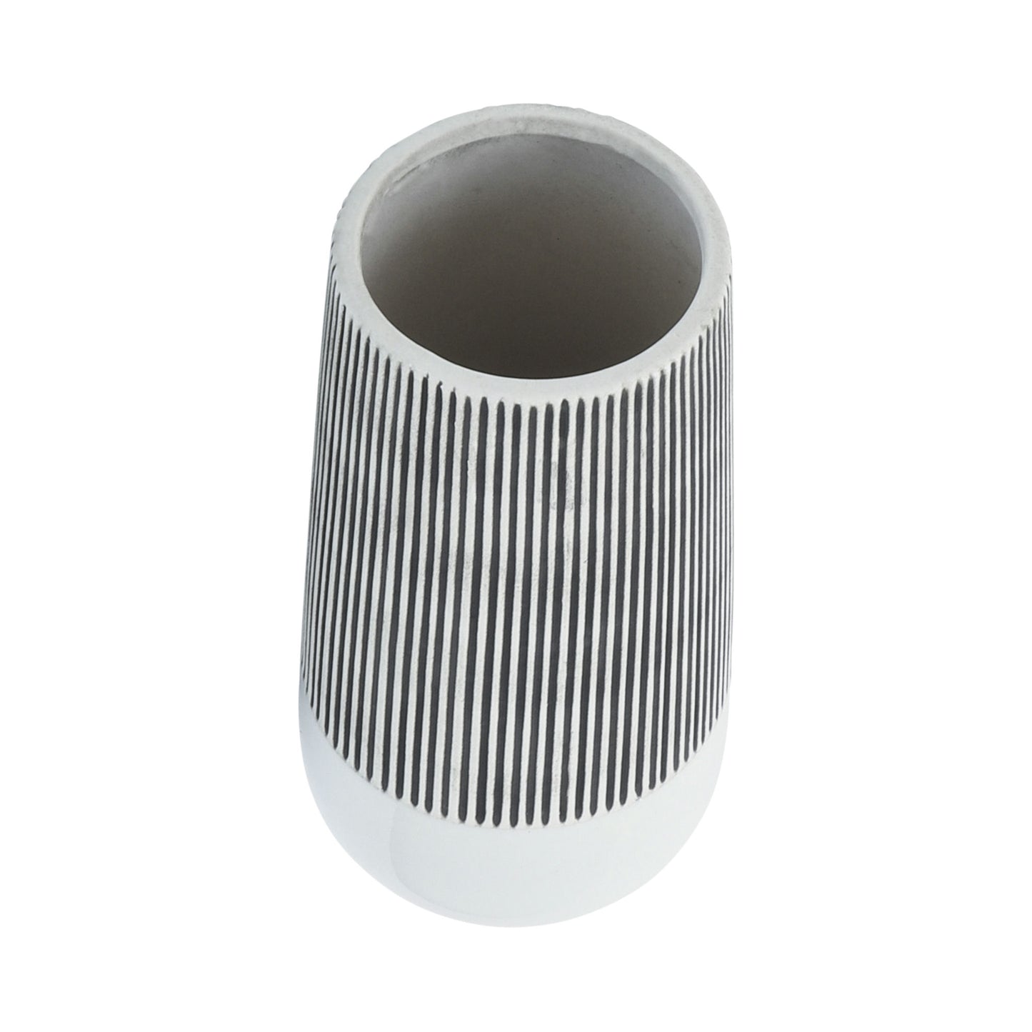 Cer,10"h Ridged Vase, Ivory